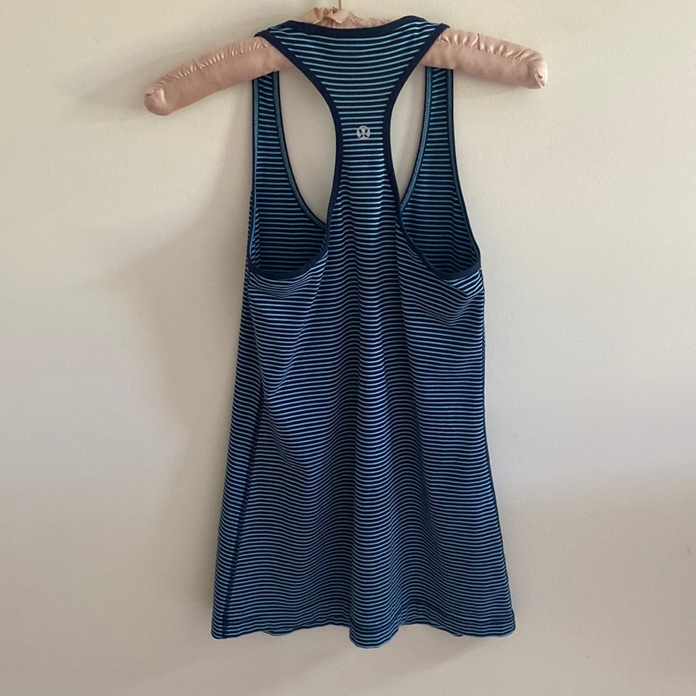 Lululemon Cool Racerback Hyper Stripe Blue Moon Inkwell - Picture 2 of 3